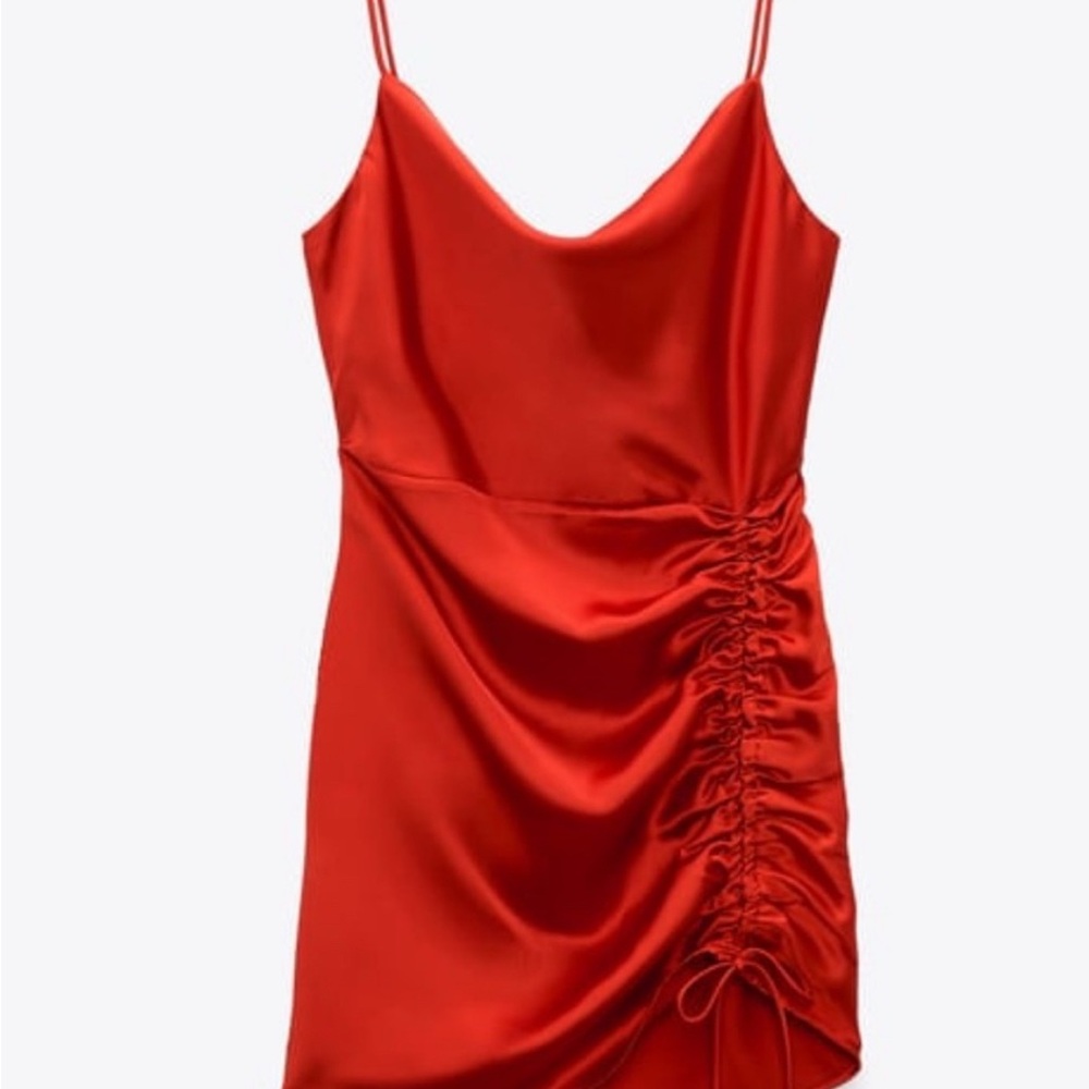 Elegant Zara Red Ruched Dress